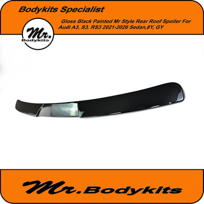Mr Roof Spoiler Wing For Audi A3 S3 RS3 2021-2026 8Y GY Sedan , Gloss Black Painted