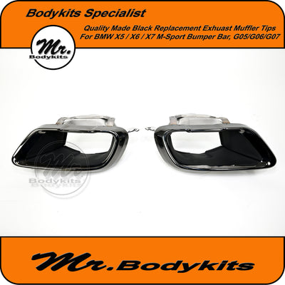 Black Out Exhaust Muffler Tailpipe Tips For BMW X5/ X6/ X7 -G05/ G06/ G07 M-Sport Rear Bumper