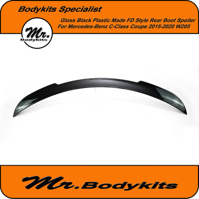 Mercedes-Benz W205 C-Class "Coupe" Gloss Black Painted FD Boot Spoiler Wing 2015-2021