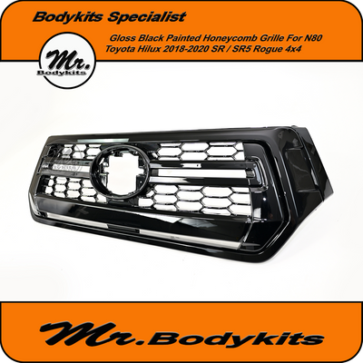 JDM Gloss Black Honeycomb Front Grille Suitable For Toyota Hilux N80 SR SR5 Rogue 2018-2020