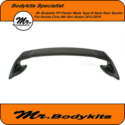 Mr. Honda Civic Sedan 9th Gen 2012-2016 Type-R Style Rear Spoiler, Plastic Made