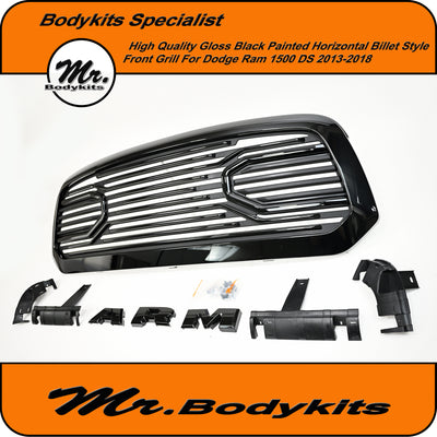 Quality made Gloss Black Painted Front Grill For Dodge Ram 1500 DS 2013-2018