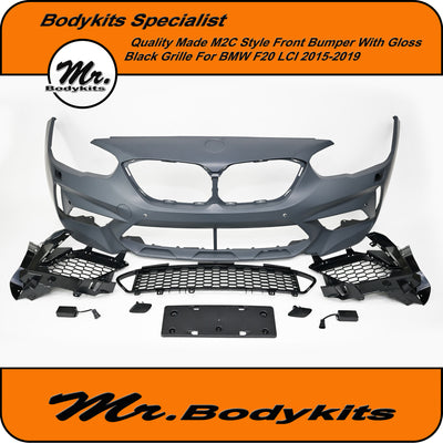 BMW 1 Series F20 M2C Style Full Replacement Front Bumper With Grille (2015-2019 LCI Model)