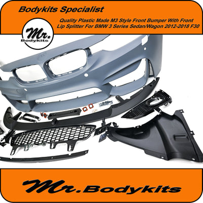 BMW 3 Series F30/F31 2012-2018 M3 Style Front Bumper With Front Lip, Mr Bodykits