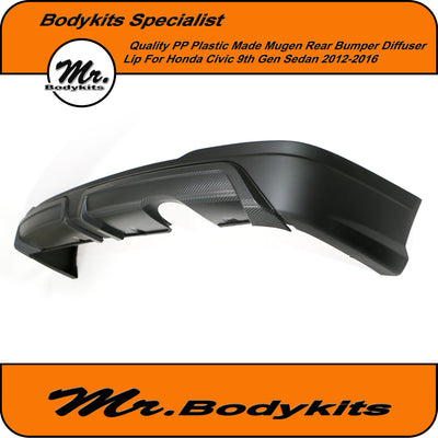 Honda Civic 9th Gen 2012-2016 FB Plastic Mugen Rear Bumper Diffuser Lip For Factory Bumper