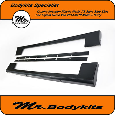 Toyota Hiace 2014-2019 Narrow Body J's Style Side Skirt, Quality Injection Plastic Made