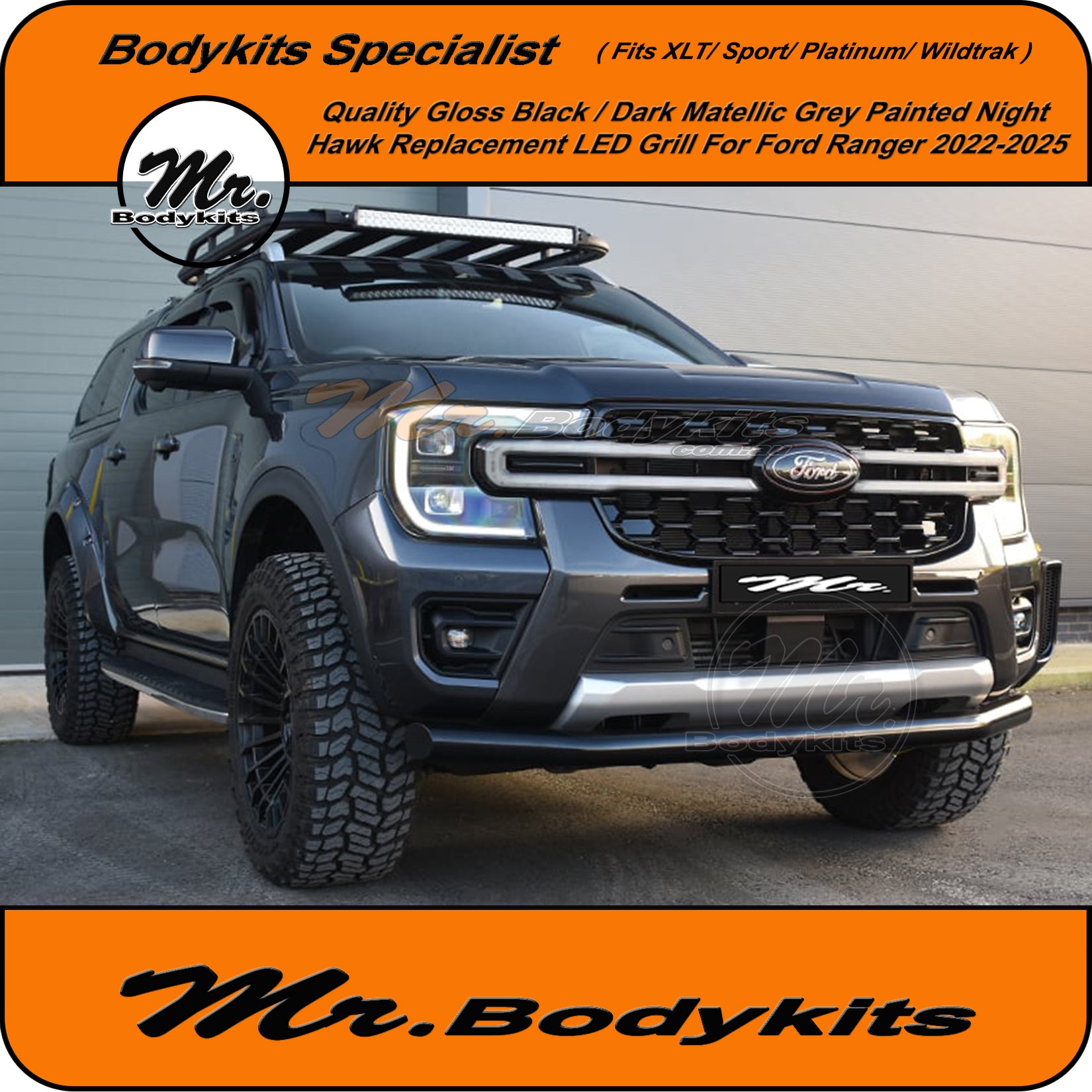 Painted Night Hawk Front LED Grille Suit Ford Ranger T9 / Ford Everest ...