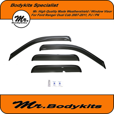 Quality Weathershield Window Visor For Ford Ranger 2007-2011 Dual Cab PJ/PK (Set of 4), Normal Size Version