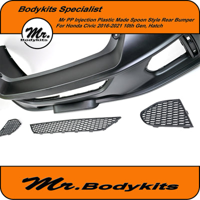 Mr. Spoon Style Full Rear Bumper For Honda Civic 2016-2021 Hatch 10th Gen , FK