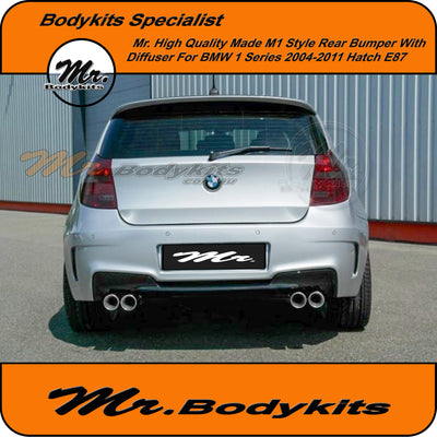 BMW 1 Series 2004-2011 E87 Hatch M1 Style Rear Bumper With Painted Diffuser, Mr Bodykits