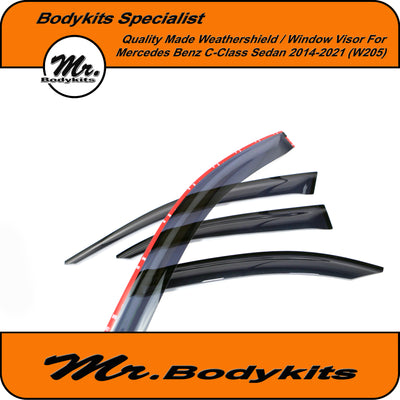 Mercedes Benz C-Class W205 Weathershield Window Visor For 2014-2021, By Mr Bodykits