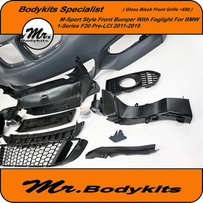 M-Sports Style Front Bumper With Grille For BMW 2 Series F22 2014-2021, With Fog Light