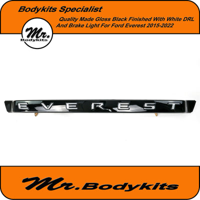 Ford Everest 2015-2022 UA Rear Tailgate Garnish LED/Brake replacement Panel, Gloss Black