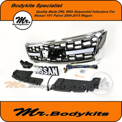 Nissan Patrol Y61 GU 2004-2015 Front Grille With Sequential Indicator and DRL LED's