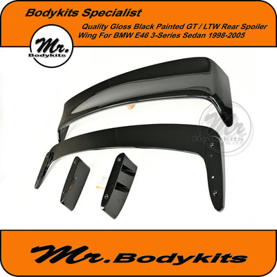 Gloss Black GT/ LTW Rear Spoiler For BMW E46 3-Series Sedan 1998-2005, Quality Made