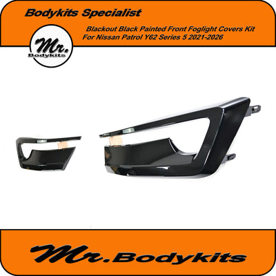 Blackout Black Painted Front Foglight Covers Kit For Nissan Y62 Patrol 2020-2026 (Ti-L model only)