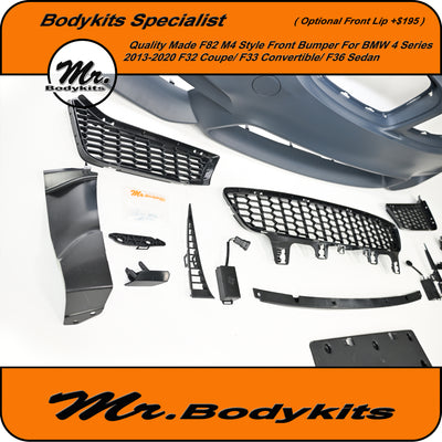 M4 Style Front Bumper For BMW F32/ F33/ F36 4 Series 2013-2020, Optional Front Lip +$195