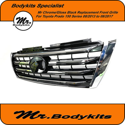 Quality Toyota Prado 150 Series 2013-2017 Front Grille, Chrome & Gloss Black Finished
