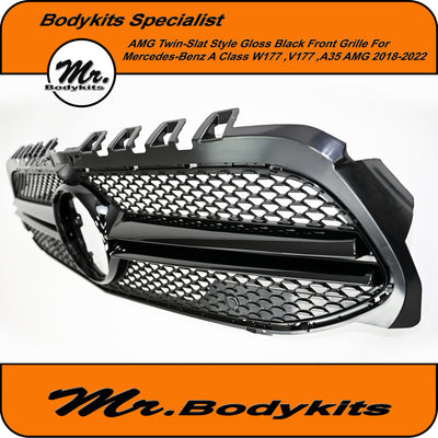 AMG Style Front Bumper Grille for Mercedes Benz A-Class W177/ V177/ A35  2018-2022
