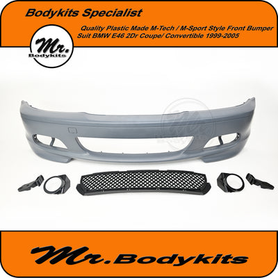 M-Tech/ M-Sport Style Front Bumper for BMW E46 (non-M3) 1999-2005 , Coupe/ Convertible