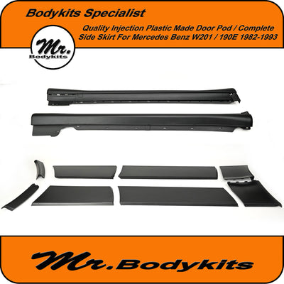 190E AMG Style Side Skirt With Door Pods For Mercedes Benz W201 1982-1993, Injection Plastic Made !!!