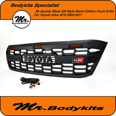 Toyota Hilux 2005-2011 N70 Black Edition GR Style LED Front Grille, Mr Bodykits