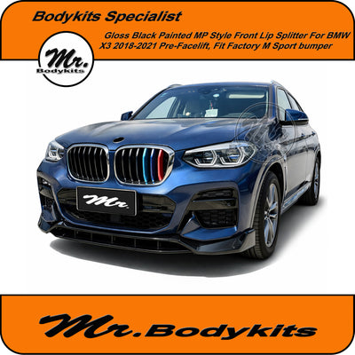 M-performance Style Front Lip for BMW X3 2018-2021 G01 M-Sport Bumper, Gloss Black