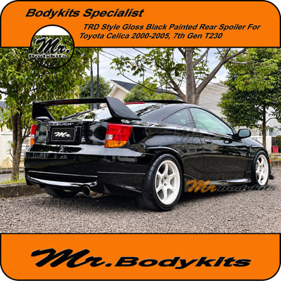 TRD style Gloss Black painted rear spoiler for Toyota Celica 2000-2005, T230 7th Gen