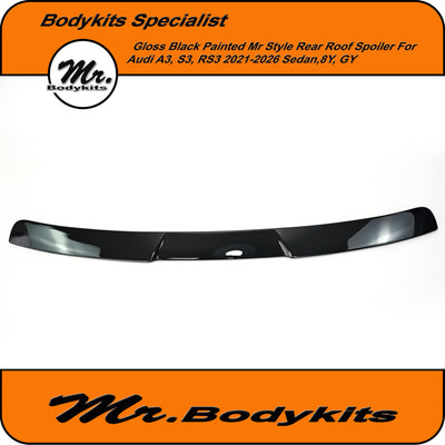 Mr Roof Spoiler Wing For Audi A3 S3 RS3 2021-2026 8Y GY Sedan , Gloss Black Painted