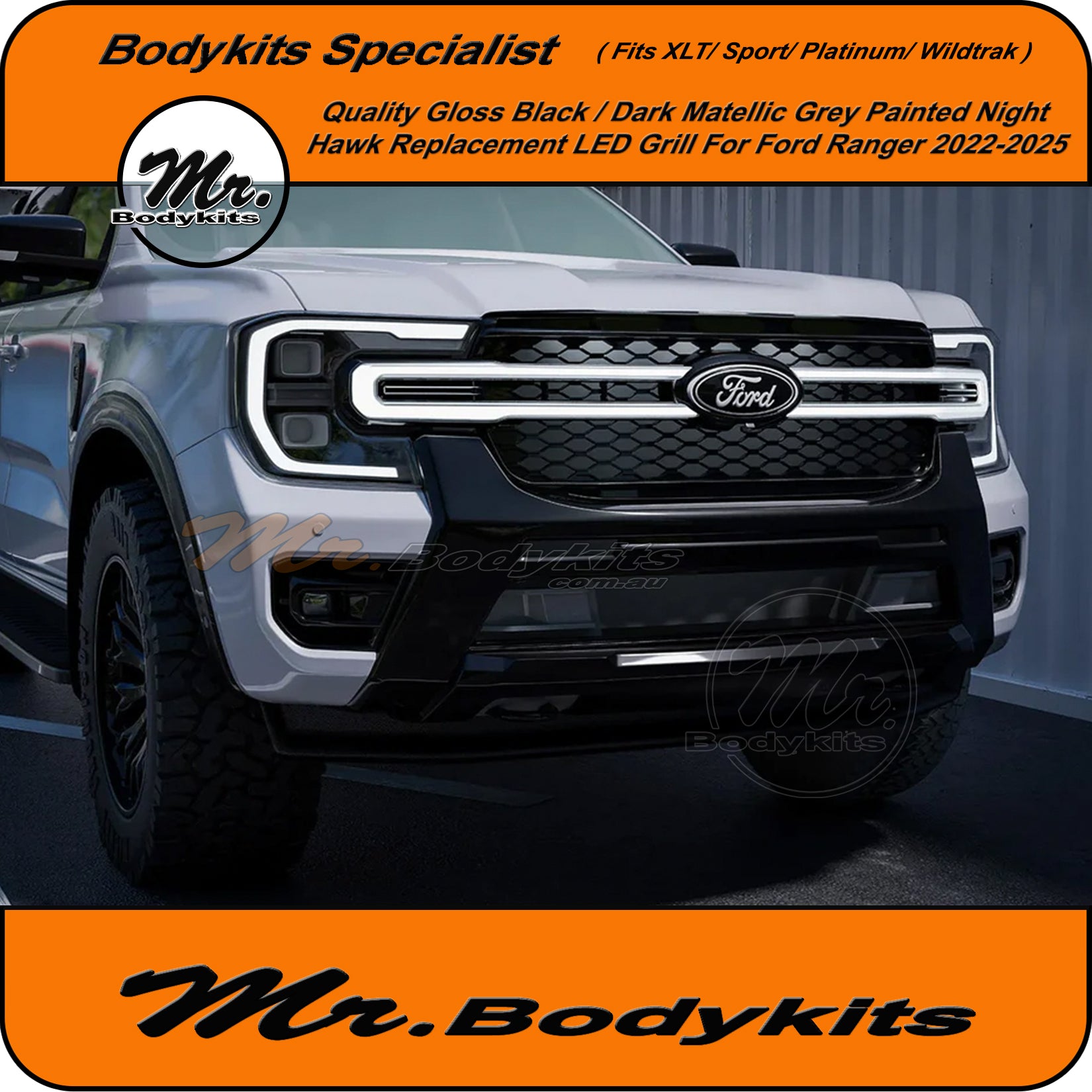 Painted Night Hawk Front LED Grille Suit Ford Ranger T9 / Ford Everest ...