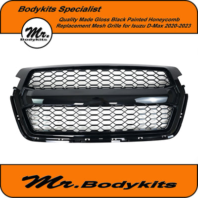 Isuzu D-Max Gloss Black Painted Honeycomb Front Bumper Grille 2020-2023, By Mr Bodykits