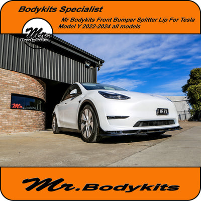 Tesla Model Y 2022-2025 Front Bumper Lip Splitter Gloss Black Painted