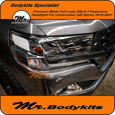 Toyota Landcruiser 200 Series 2016-2021 Triple Lens LED Headlight Set, Premium Quality