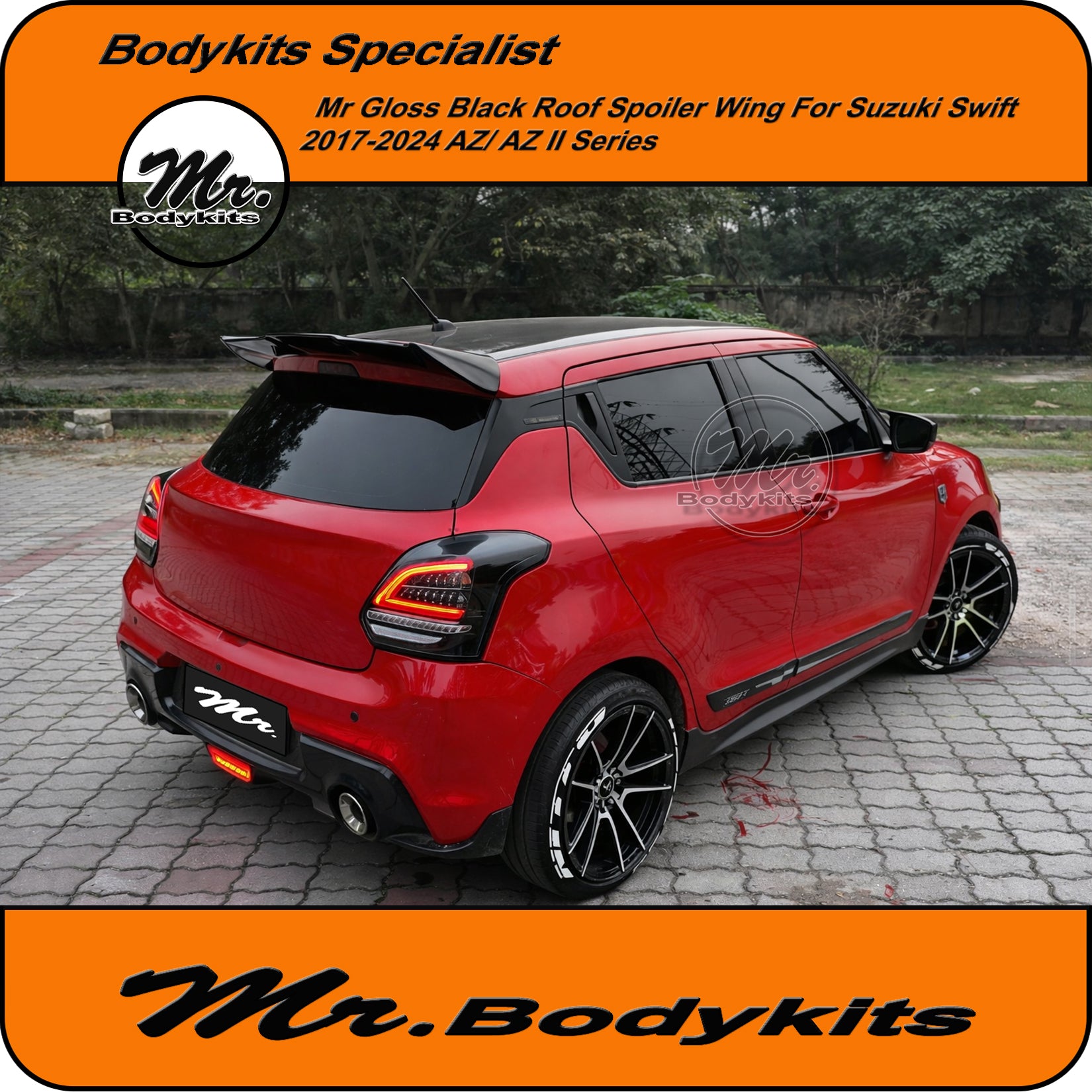 Swift Rear Spoiler Mr Rear Roof Spoiler for Suzuki Swift 2017-2024, AZ AZII , Gloss Black ...