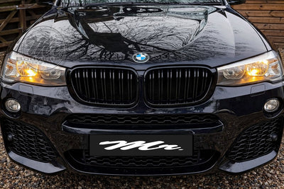 M4 Style Front Bumper Kidney Grille for BMW X3 X4 F25 F26 2014-2017 Pre-LCI, Gloss Black