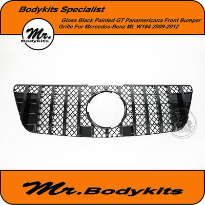 Gloss Black Front Bumper Grille For Mercedes Benz ML 2009-2012 W164 Panamericana, Facelift