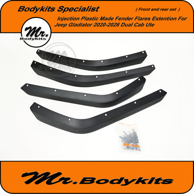 Front And Rear Fender Flares Extension For Jeep Gladiator Ute 2018-2026