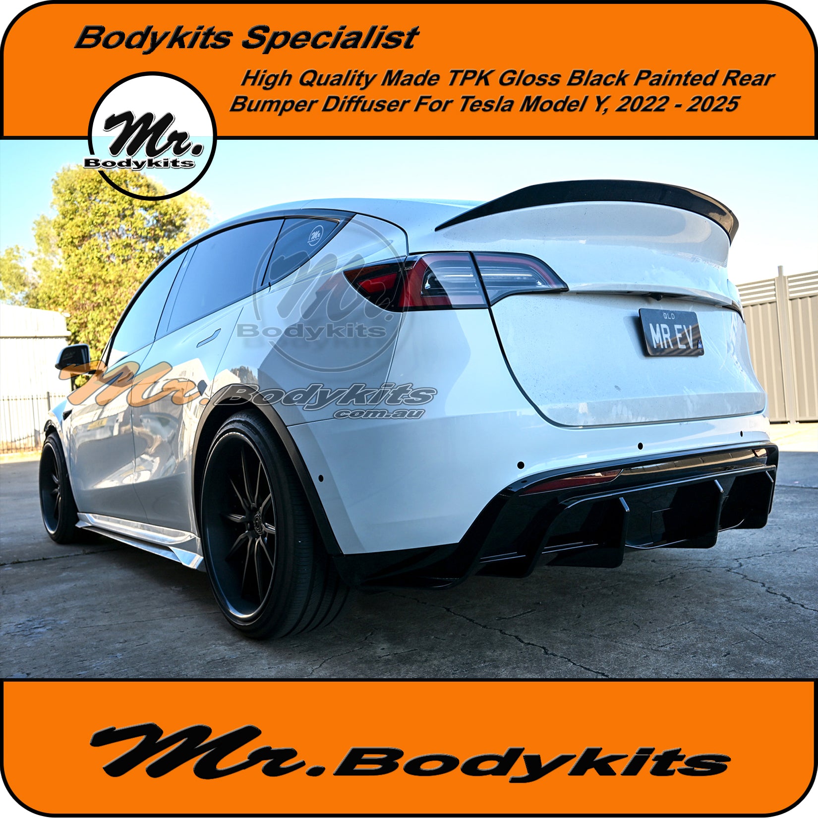 Model Y Rwd Rear Bumper Tesla Model Y TPK Gloss Black Full Size Rear Bumper Diffuser, 2022-202 ...