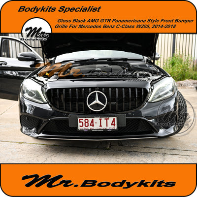 AMG GT Style Front Bumper Grille For Mercedes Benz W205/C205 C-Class 2014-2018 , Panamericana