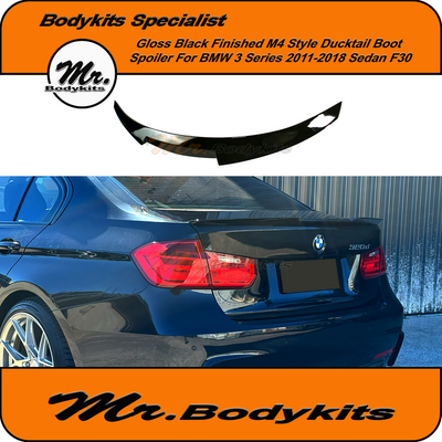 BMW 3 Series 2012-2018 F30 Sedan M4 Style Boot Spoiler Gloss Black Finished