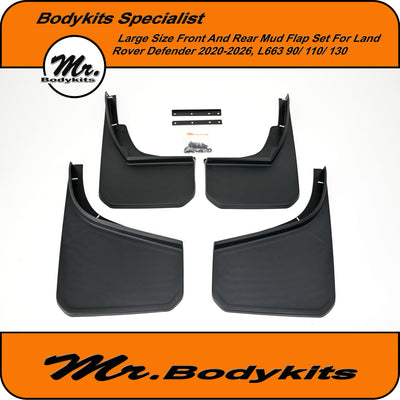Land Rover Defender 2020-2026 Front / Rear Mud Flaps Set L663 90/ 110/ 130, Large Size