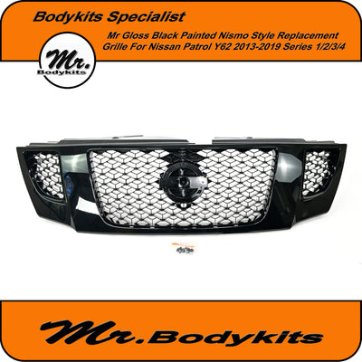 Gloss Black JDM Style Replacement Front Grille For Nissan Patrol Y62 2013-2019(Series 1-4)