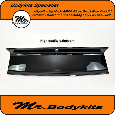 High-Quality AMPP Rear Decklid Garnish For Ford Mustang FM FN 2015-2022, Gloss Black