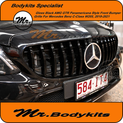 Mercedes Benz W205/C205 C-Class 2019-2021 AMG GT Style Front Bumper Grille, Panamericana