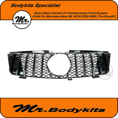 Gloss Black Front Bumper Grille For Mercedes Benz ML 2005-2008 W164 Panamericana