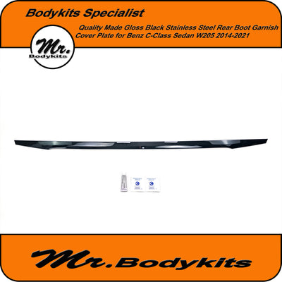 Benz C-Class W205 Sedan stainless steel Gloss Black Rear boot Garnish cover plate 2014-2021 (Copy)