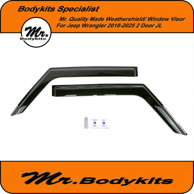 Mr Bodykits Quality Weathershield Window Visor For Jeep Wrangler 2018-2024 JL 2 Door (Set of 2)