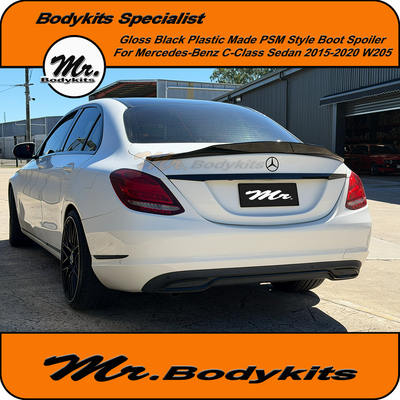 Gloss Black PSM Style Rear Boot Spoiler For Mercedes Benz C-Class W205 2015-2020