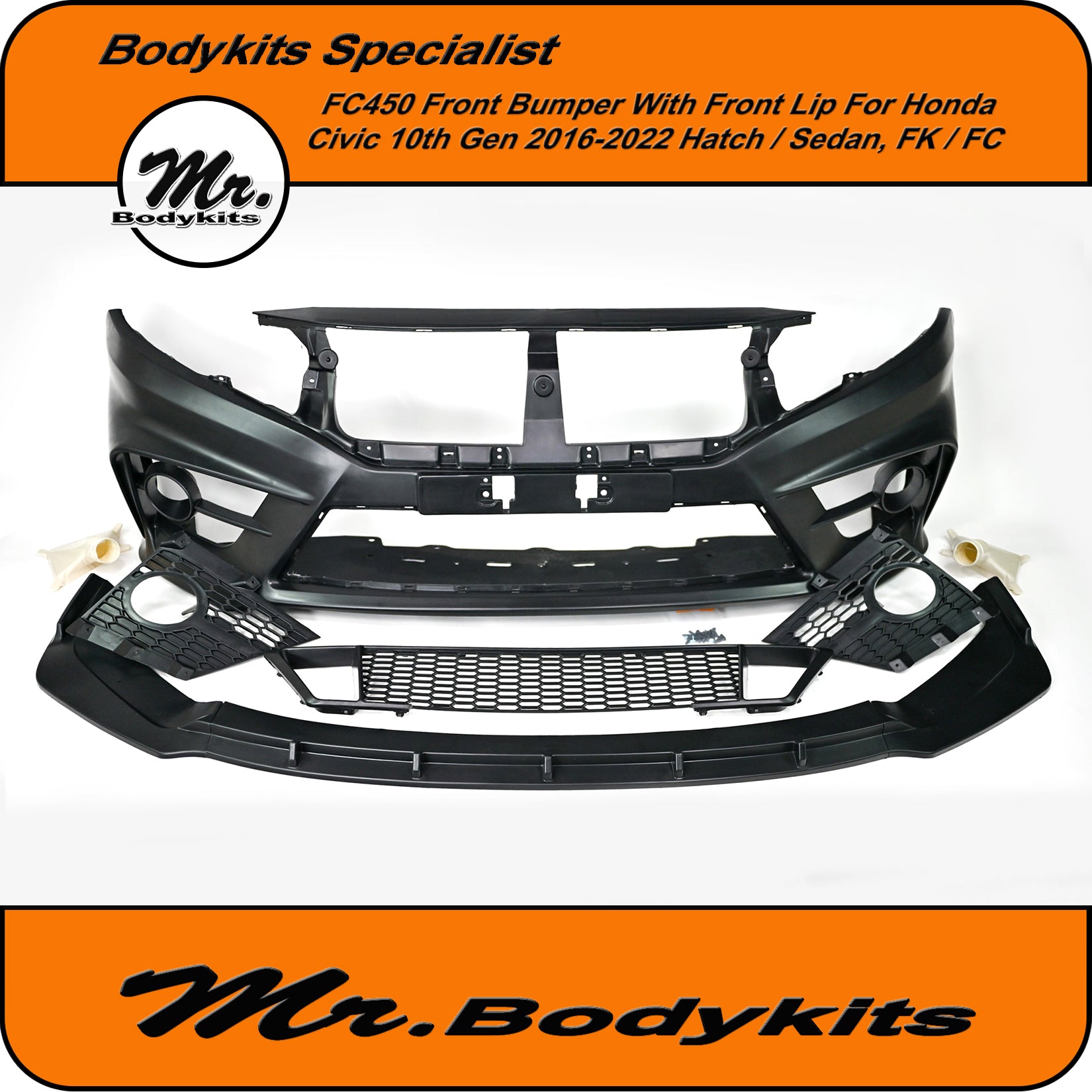 2020 Honda Civic Front Bumper Replacement FC450 Full Front Bumper With Front Lip For Honda Civic 2016-2022, 10th