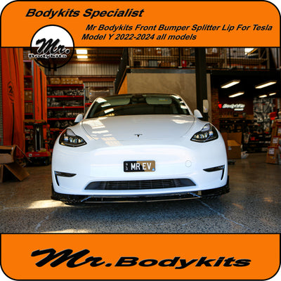 Tesla Model Y 2022-2025 Front Bumper Lip Splitter Gloss Black Painted